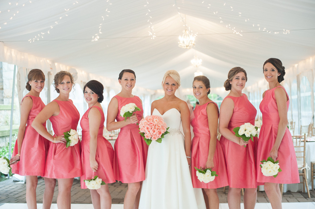 A coral and gold summer wedding with an awesome dessert table by Meaghan Elliott Photography || see more on blog.nearlynewlywed.com