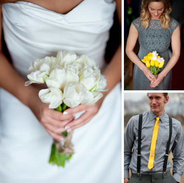 A DIY wedding in gray and yellow by Meg Darket Photography || see more on blog.nearlynewlywed.com