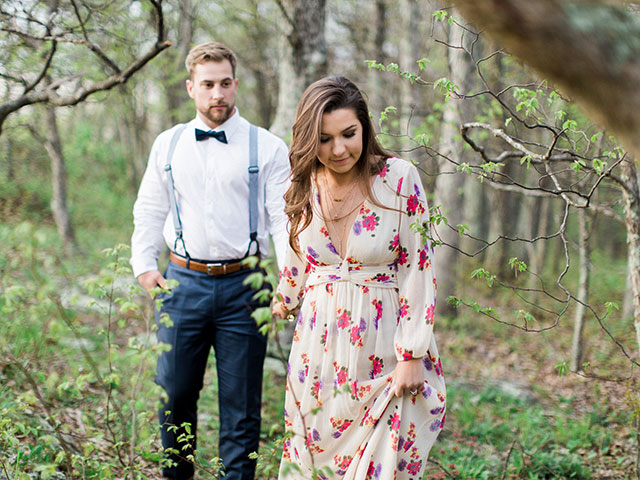 A romantic sunset mountain engagement session in the Blue Ridge Mountains at Shenandoah National Park by Molly Lichten Photography