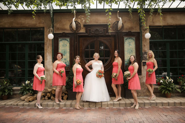 A coral and celadon summer wedding at the greenhouse at La Caille | Pepper Nix Photography: peppernix.com
