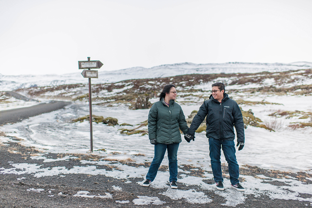 A couple from Singapore ventures to Iceland for a winter e-shoot against the snowy landscape by Photos by Miss Ann || see more on blog.nearlynewlywed.com