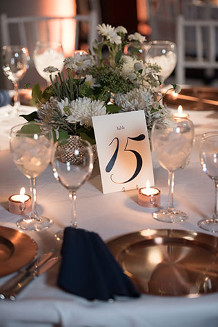A modern art center wedding with a palette of cream, navy and copper by Rachael Foster Photography