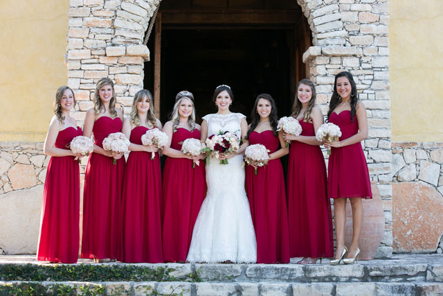 A chic and glamorous winter wedding at Camp Lucy in Texas Hill Country with a palette of blush, gold, dark purple and cranberry by Rachael Hall Photography