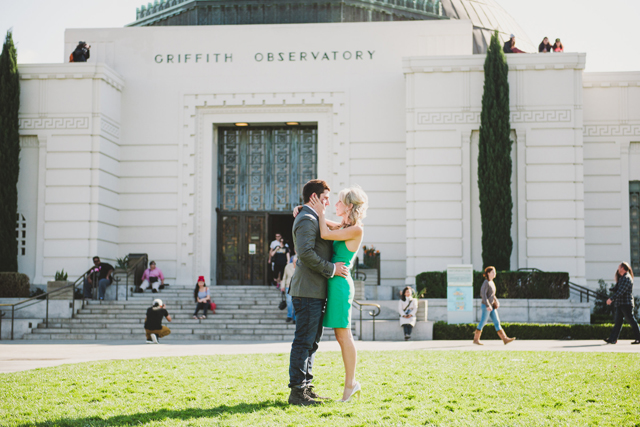 A L.A. engagement session in three parts at The Huntley Hotel, El Matador Beach and Griffith Observatory // photos by Shelly Anderson Photography: http://shellyandersonphotography.com || see more on https://blog.nearlynewlywed.com