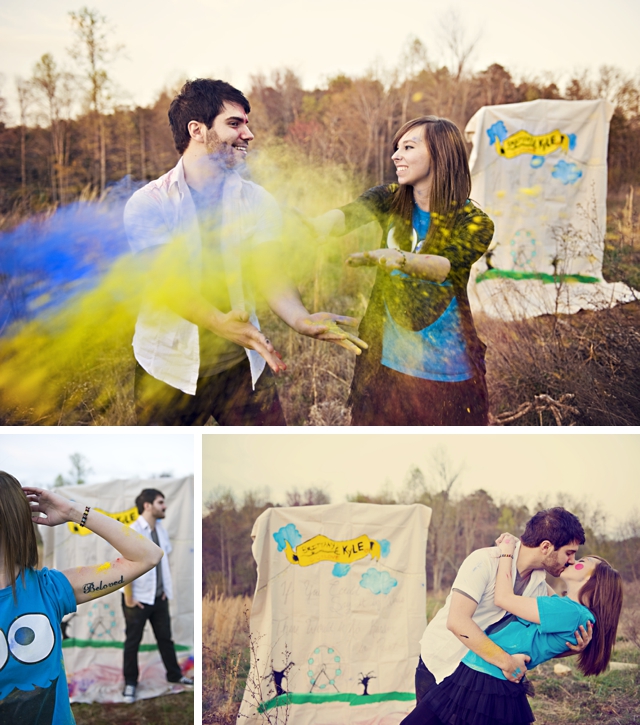 An artistic and paint-spattered e-shoot by sassyfras studios || see more on blog.nearlynewlywed.com