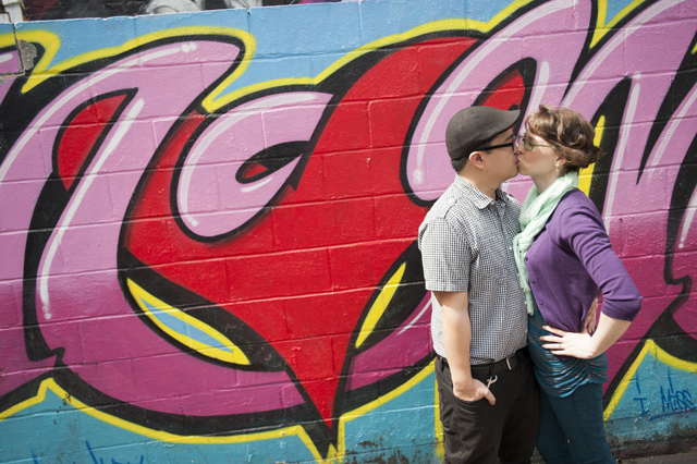 A graffiti-themed engagement session for artists at 5 Pointz // photos by Studio A Images: http://www.studioAimages.com || see more on https://blog.nearlynewlywed.com