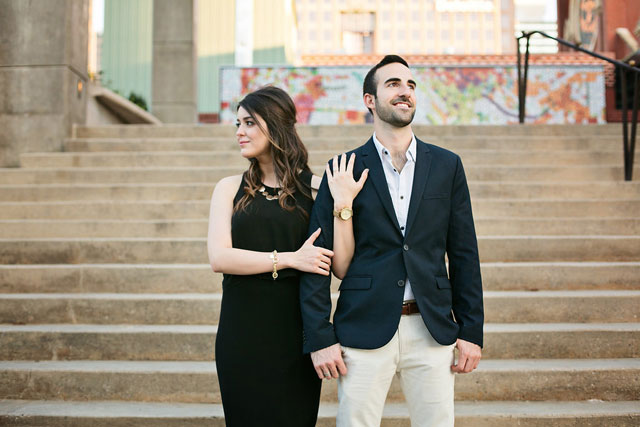A romantic golden hour engagement session in Dallas - part bohemian, part urban chic | Swan Photography: http://swanphotographytx.com