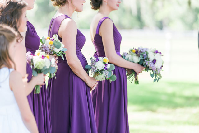 A light and airy Plantation Oaks Farm wedding with rustic details and a gorgeous purple and green palette by The Copper Lens Photography Co.