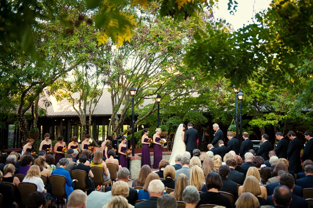 A romantic garden wedding at the Biltmore Estate with beautiful flowers and rich autumn jewel tones // photos by Two Ring Studios: http://tworingstudios.com || see more at: https://blog.nearlynewlywed.com/real-couples/weddings/romantic-garden-wedding-rich-autumn-jewel-tones/